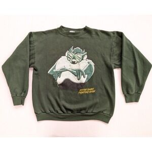 Vintage Taz Notre Dame Sweatshirt Mens XL Green Fighting Irish Looney Tunes 1996